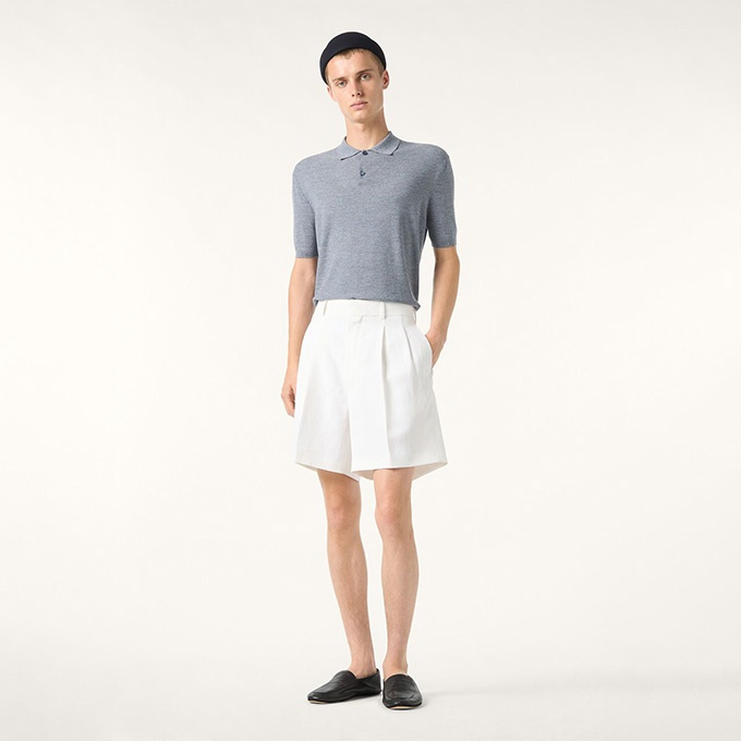 loro piana buxton high waisted tailored pleated bermuda casual shorts